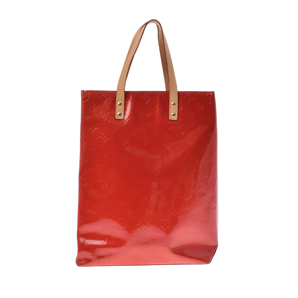 LOUIS VUITTON Vernis Lead Tote Bag Red Monogram Handbag